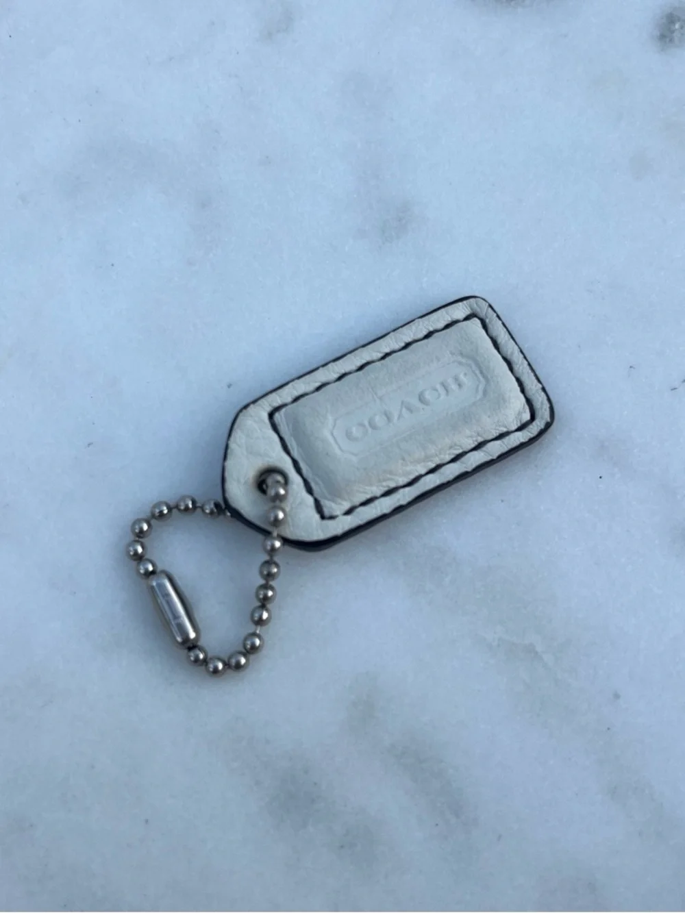 COACH Vintage Leather Hang Tag, White Mini